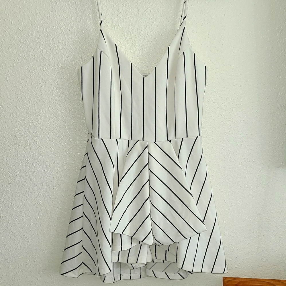 White Stripped Romper Dress
